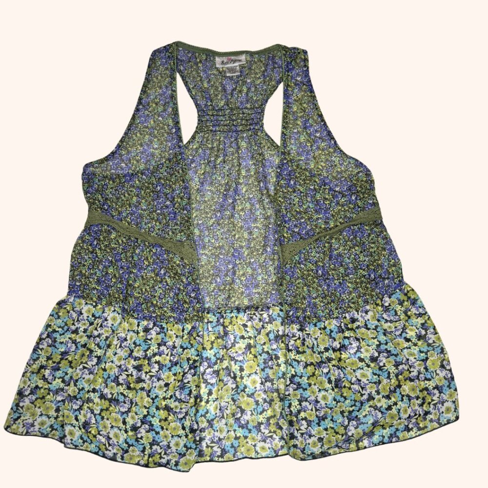 Rare Y2K Self Esteem Ditsy Floral Open Front Vest Top